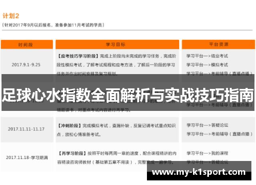 足球心水指数全面解析与实战技巧指南